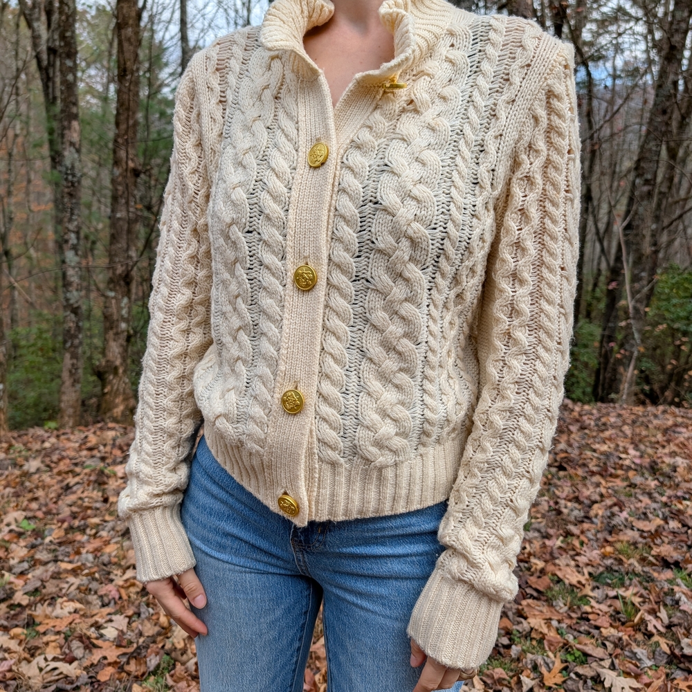 J. Crew Cream Cable Knit Cardigan